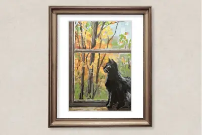 Autumn Cat aceo art card thumbnail 2