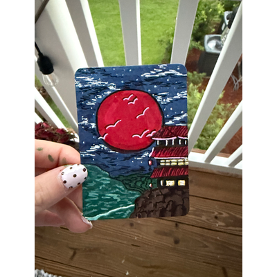 Red Moon aceo art card thumbnail 1