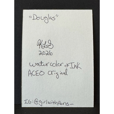 Douglas — Watercolor & Ink (ACEO) aceo art card thumbnail 2