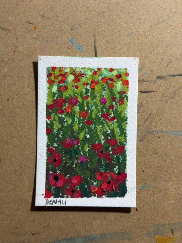 Field of Poppies aceo art card