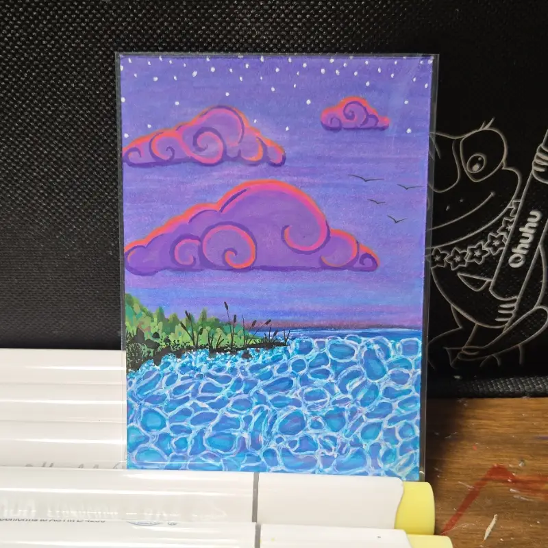 Violet Sunset aceo art card