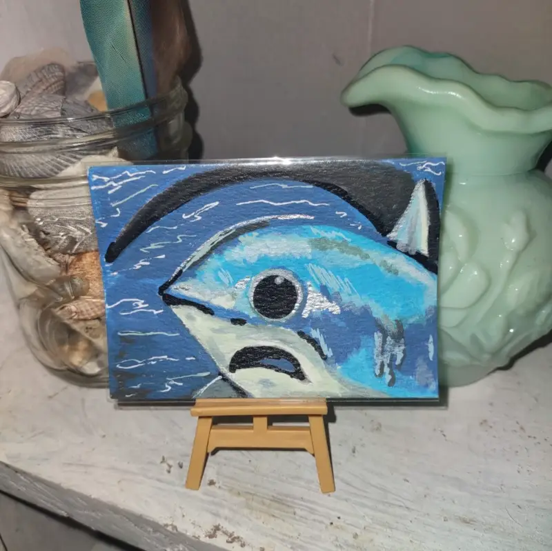 ACEO Original Artwork "Thresher Shark" Animals, Aquatic, Ocean, Sharks, Watercolors aceo art card