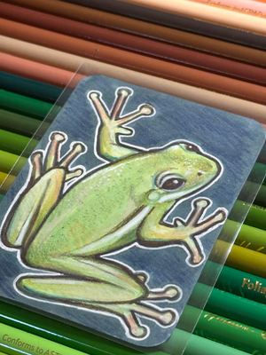 Green Frog aceo art card thumbnail 2