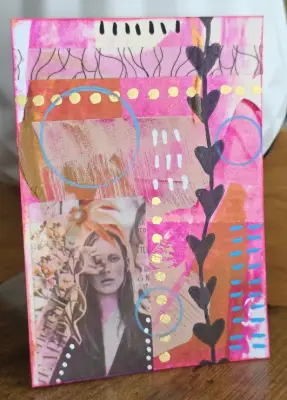 Pink Heart Static aceo art card thumbnail 2