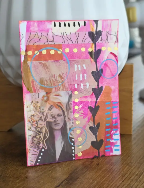Pink Heart Static aceo art card