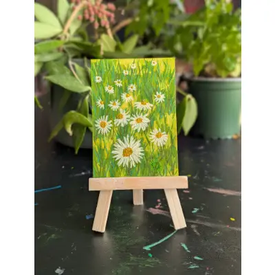 Yard Daisies aceo art card thumbnail 1