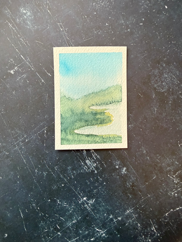 Grassy Shoreline aceo art card