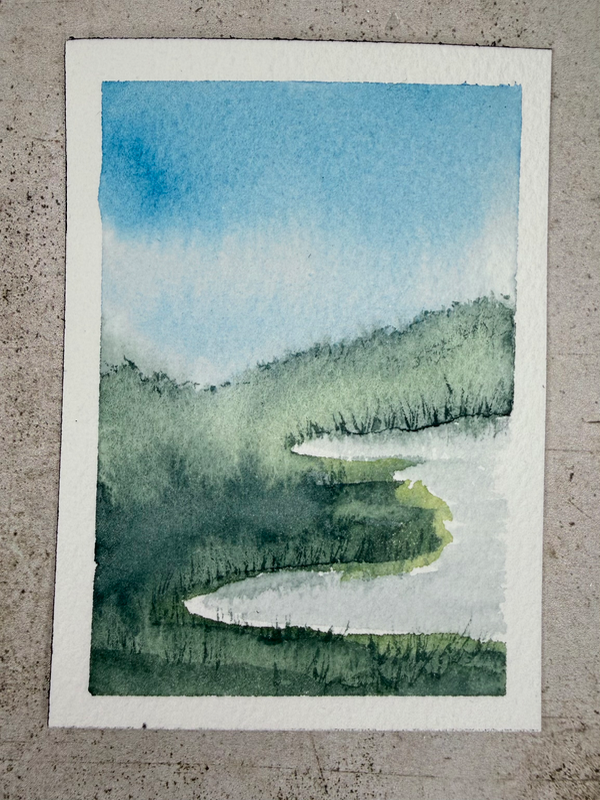 Grassy Shoreline aceo art card