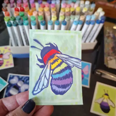 Bee Proud - Pride Bees Series, part 1/6 aceo art card thumbnail 1