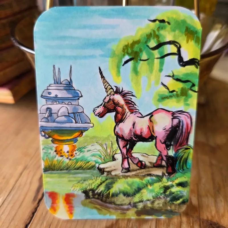 The UFO and the Unicorn aceo art card