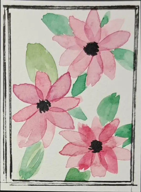 Pink Flowers aceo art card