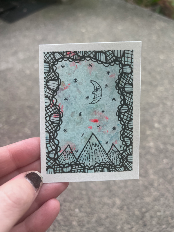 Sinking Spell Mountains Collection Blue Edition aceo art card