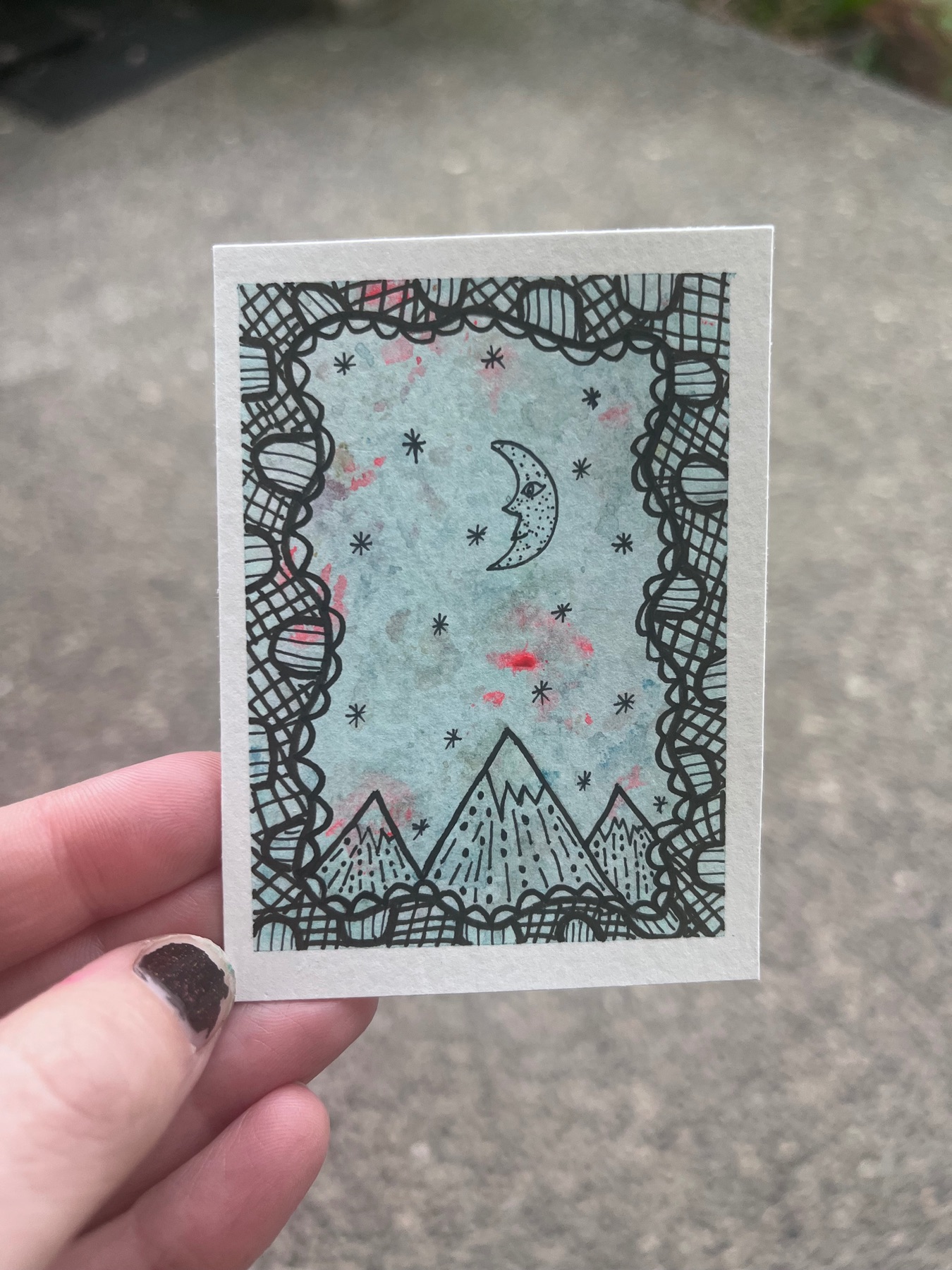 Sinking Spell Mountains Collection Blue Edition aceo art card