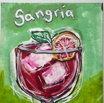 Sangria Cocktail aceo art card thumbnail 2