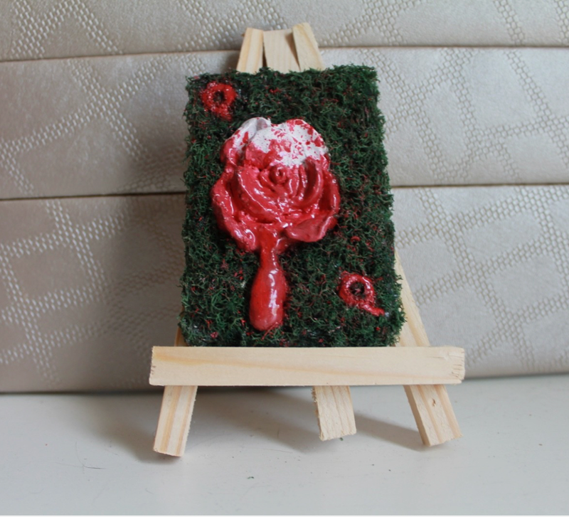 ATC ACEO Original Clay Moss Red Queen Alice in Wonderland Clay ACEO Art Card (2.5in x 3.5in) aceo art card