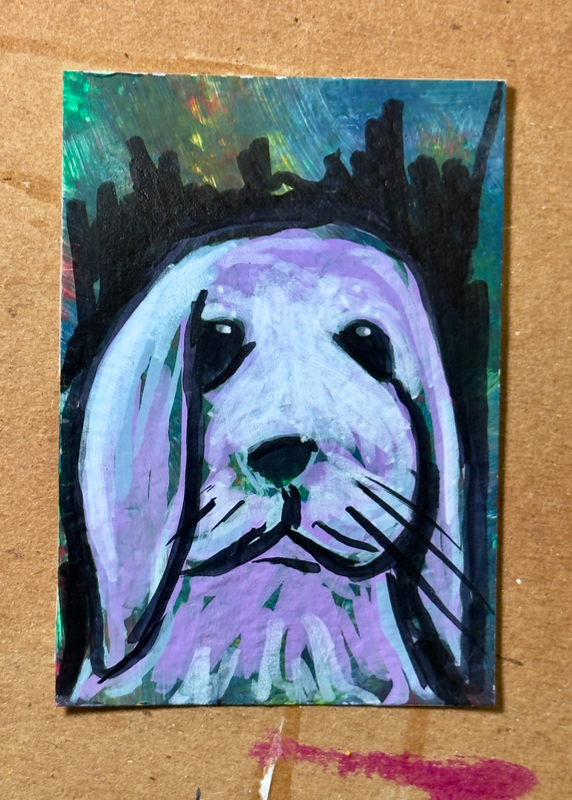 Rabbit Mixed Media (1.5) aceo art card