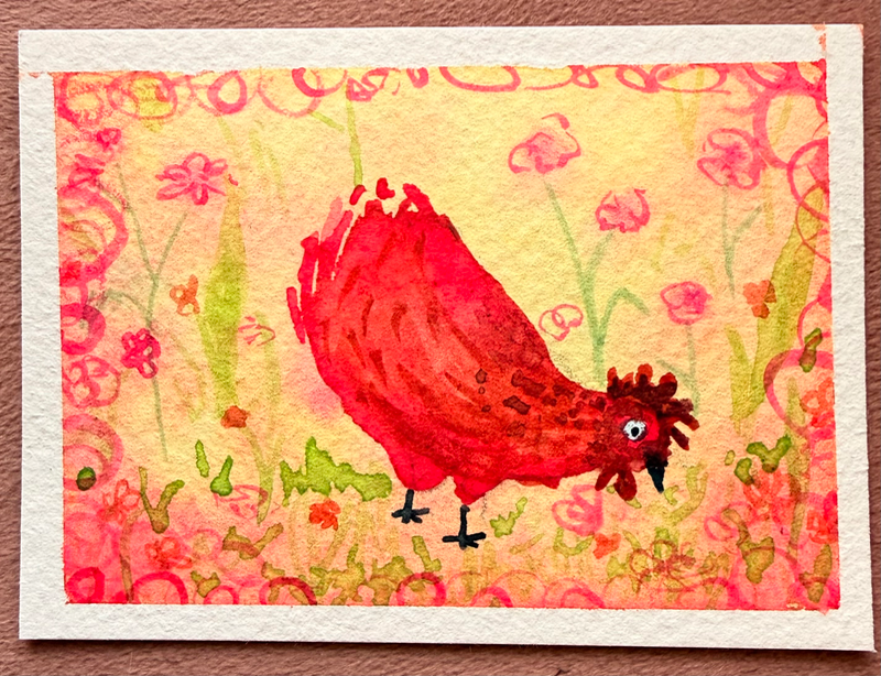 Henrietta has Concerns aceo art card