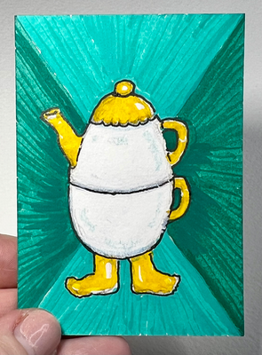 Beauty Mark Teapot ACEO aceo art card thumbnail 4