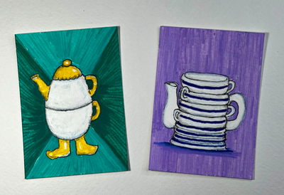 Beauty Mark Teapot ACEO aceo art card thumbnail 5