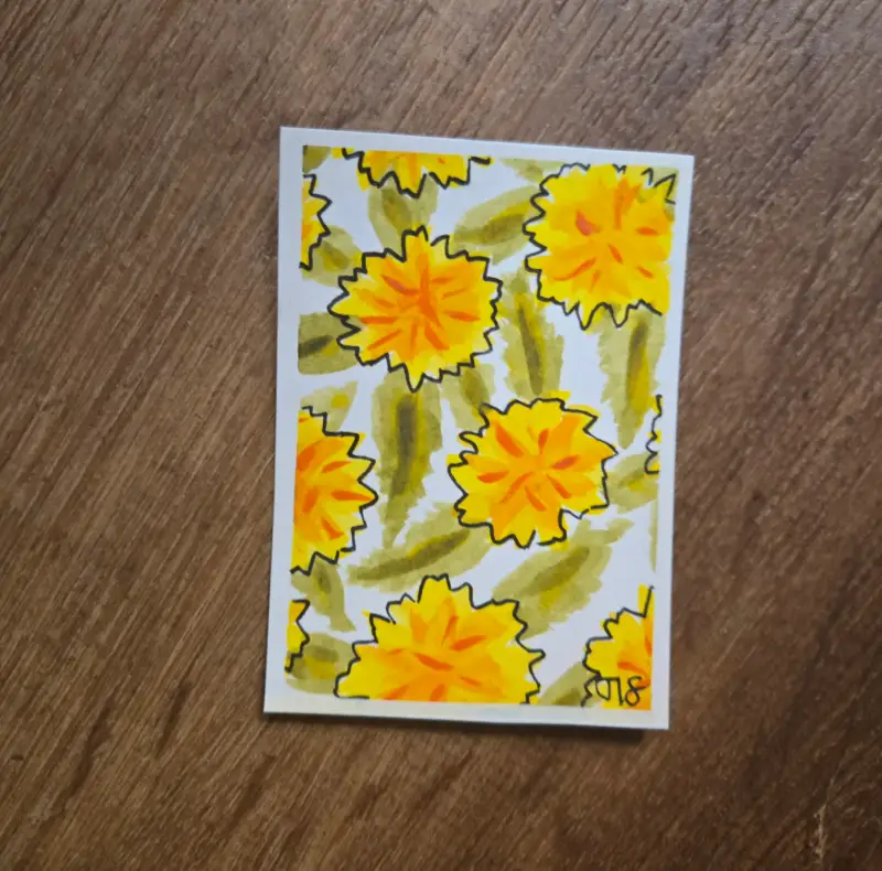 Dandelion Flowers aceo art card