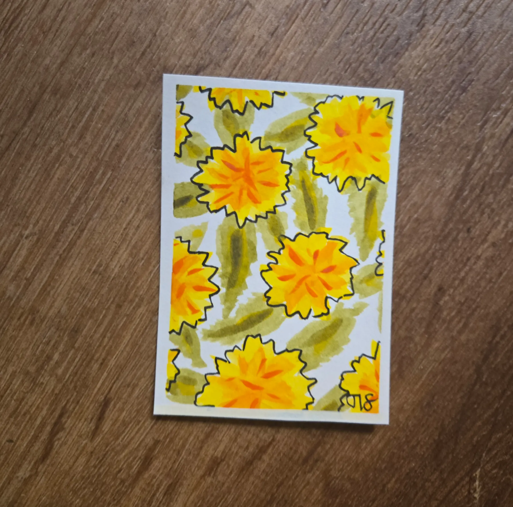 Dandelion Flowers aceo art card