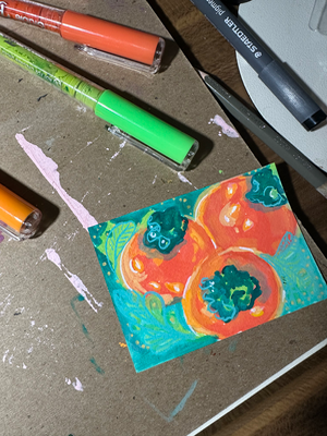 Persimmons aceo art card thumbnail 2