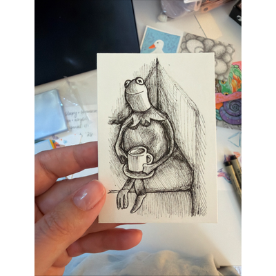 Kermit aceo art card thumbnail 2