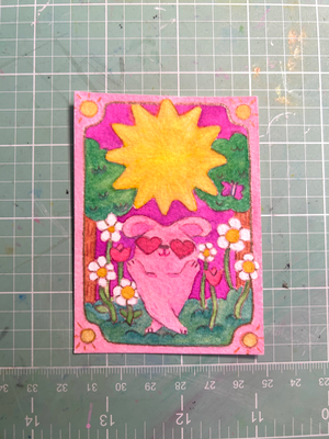 Bunny and the SUN aceo art card thumbnail 1