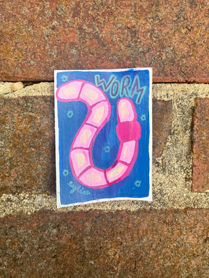 The Garden Lurkers: Worm aceo art card thumbnail 2