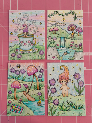 Tiny Troll Paradise aceo art card thumbnail 2