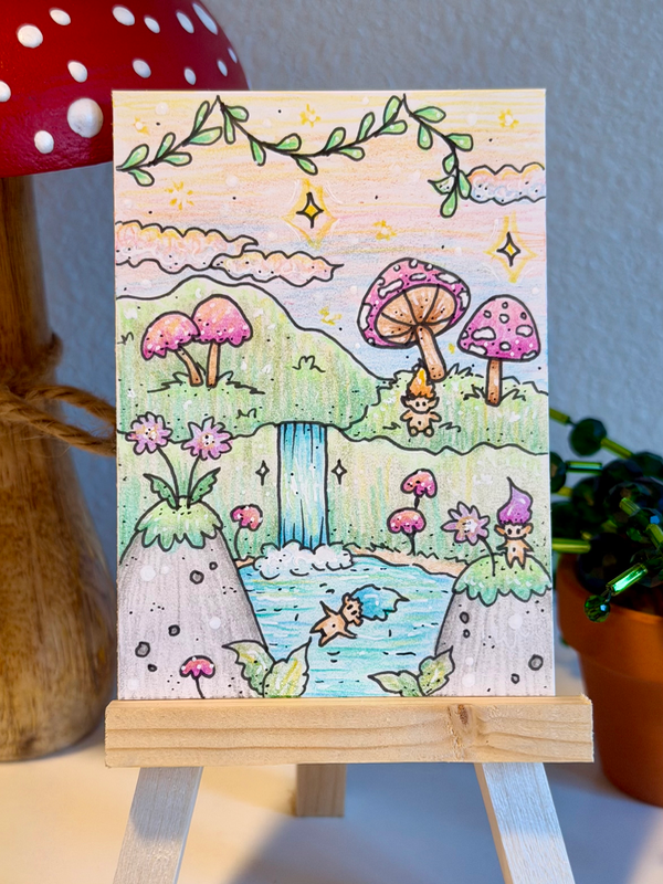 Tiny Troll Paradise aceo art card