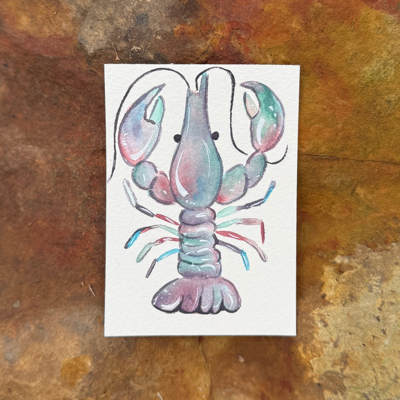 Tie Dye Crawfish aceo art card