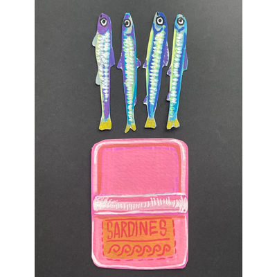 Packed like sardines - interactive ACEO aceo art card thumbnail 2
