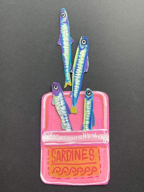 Packed like sardines - interactive ACEO aceo art card
