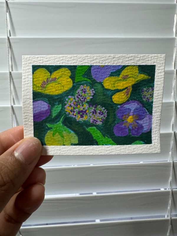 Pansies aceo art card