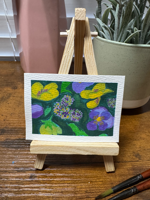 Pansies aceo art card thumbnail 2