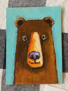 Whimsical Bear aceo art card
