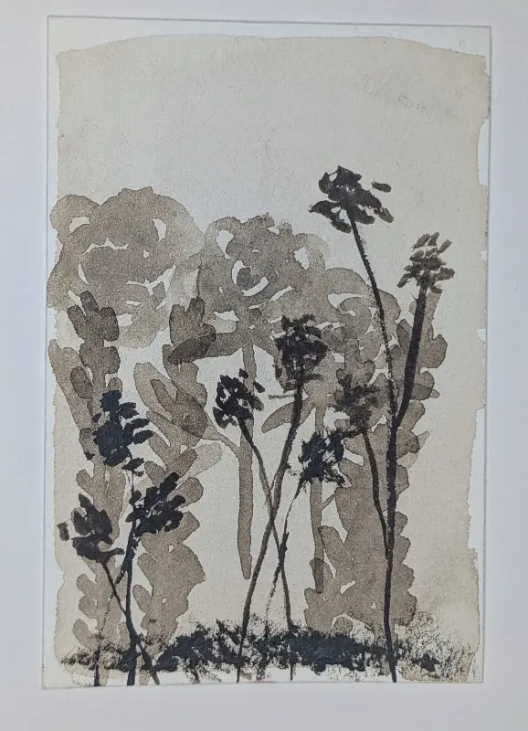 Sepia Wildflowers, Brown Flower Bunch, Watercolor Painting, Brown Roses aceo art card