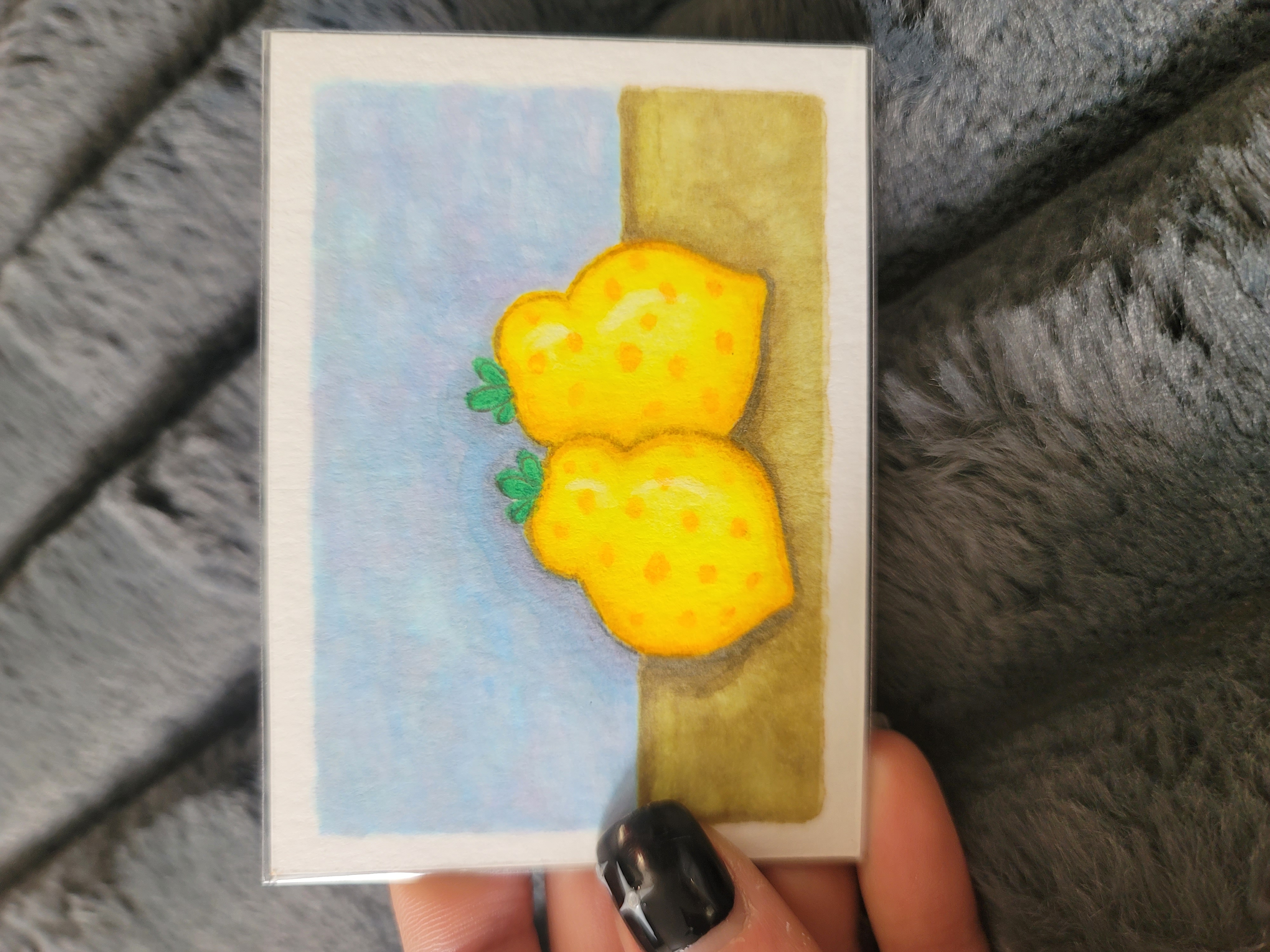 "Almost a Pear" Pokemon Berry Inspired Still Life Drawing aceo art card thumbnail 2