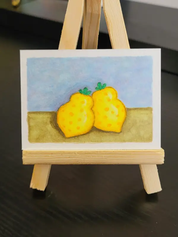 "Almost a Pear" Pokemon Berry Inspired Still Life Drawing aceo art card
