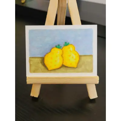 "Almost a Pear" Pokemon Berry Inspired Still Life Drawing aceo art card thumbnail 1