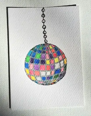 Disco Ball aceo art card thumbnail 2
