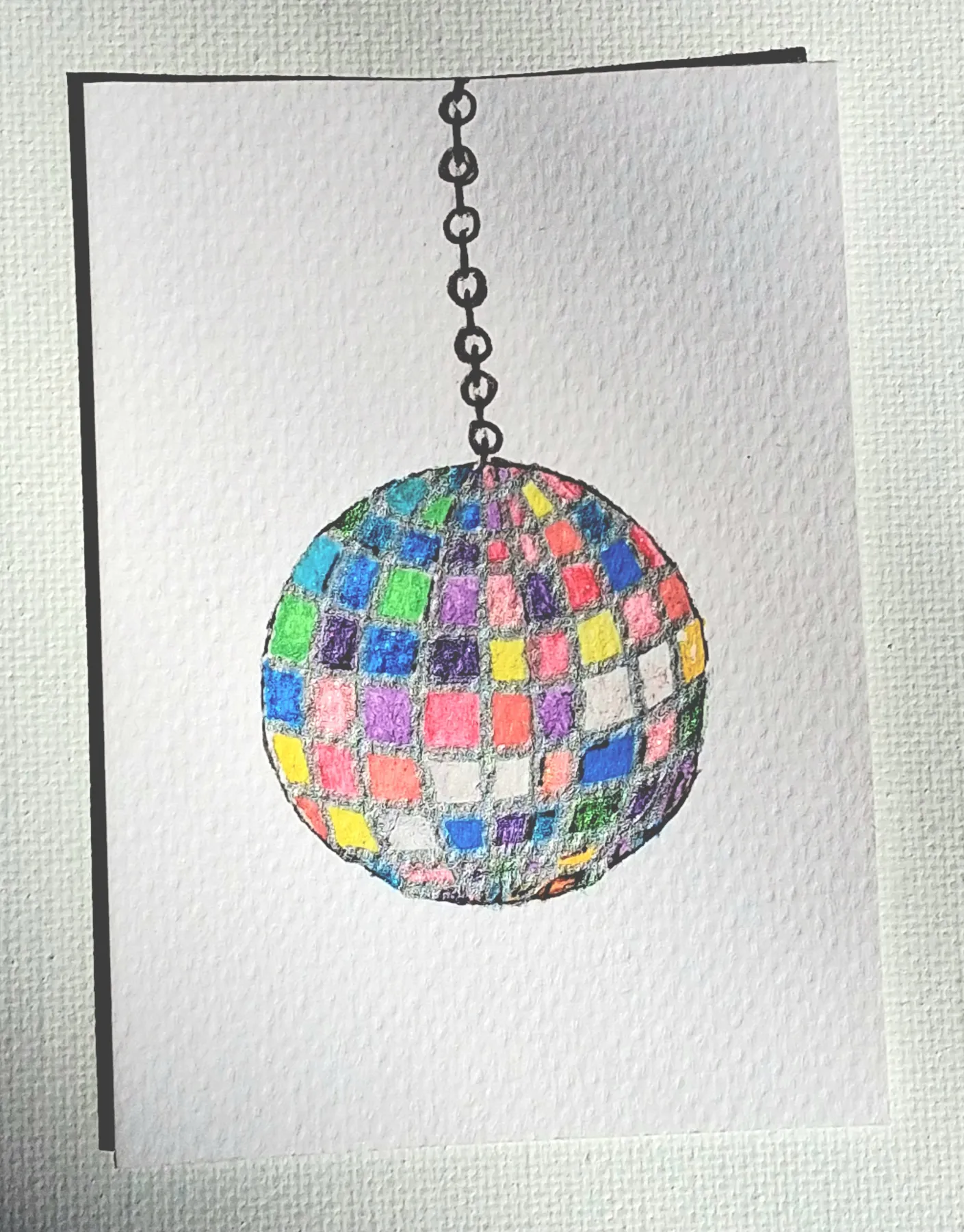 Disco Ball aceo art card