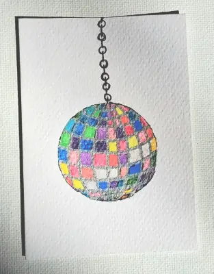 Disco Ball aceo art card thumbnail 1