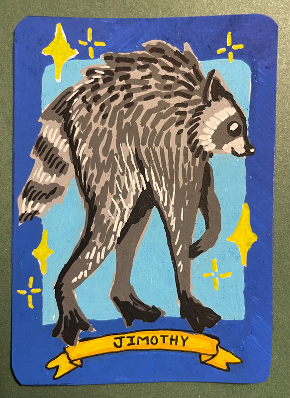 SPEED AUCTION- Jimothy the Raccoon aceo art card