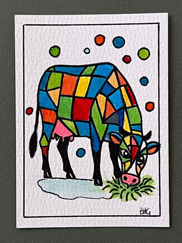 Happy Cow #1 aceo art card