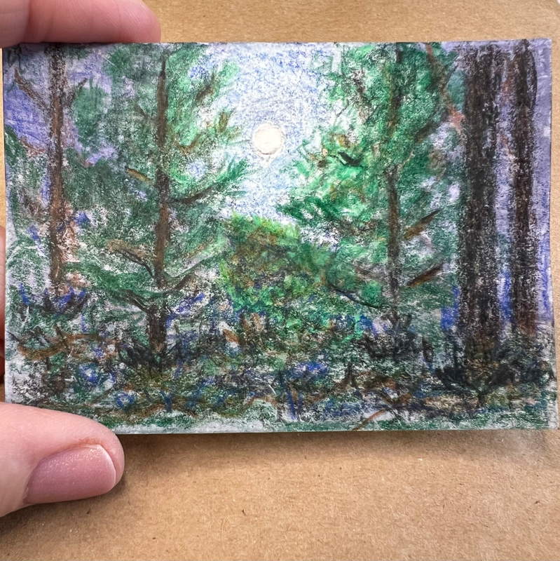 Mountain Moonrise aceo art card