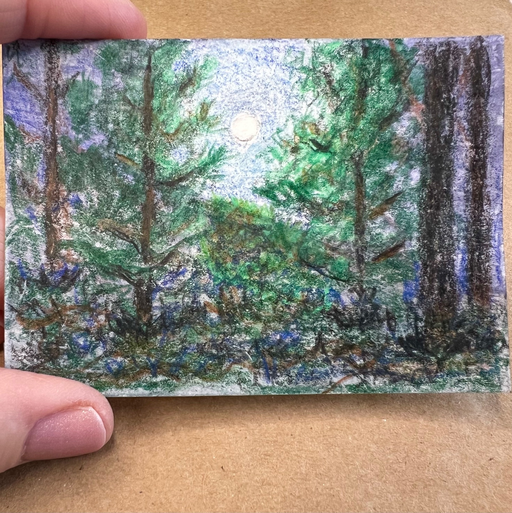 Mountain Moonrise aceo art card