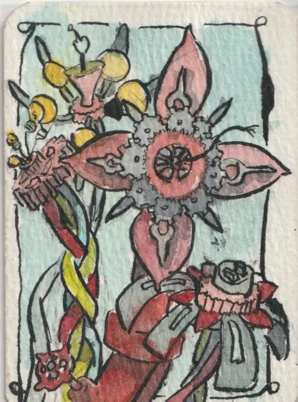 Flower of the Mechanical Garden aceo art card