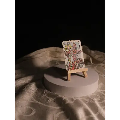 Flower of the Mechanical Garden aceo art card thumbnail 2